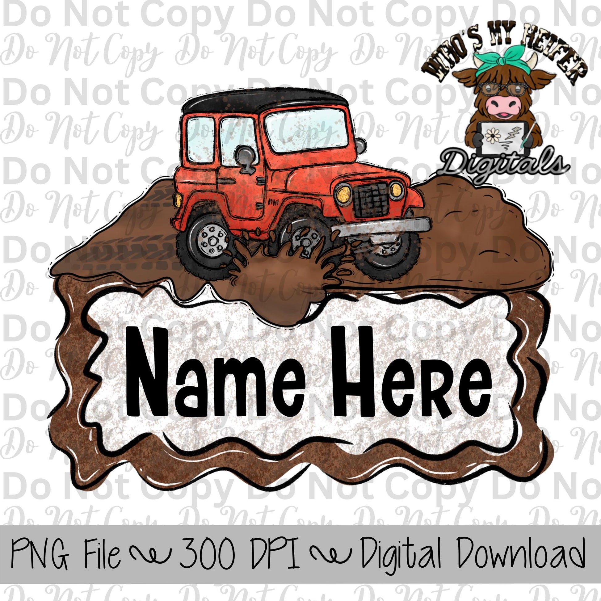 Mud Riding with Name Plate PNG File Hand Drawn Muddin Sublimation File Boy Off Roading Shirt Designs Mudding PNG Orange Off Roading Clipart