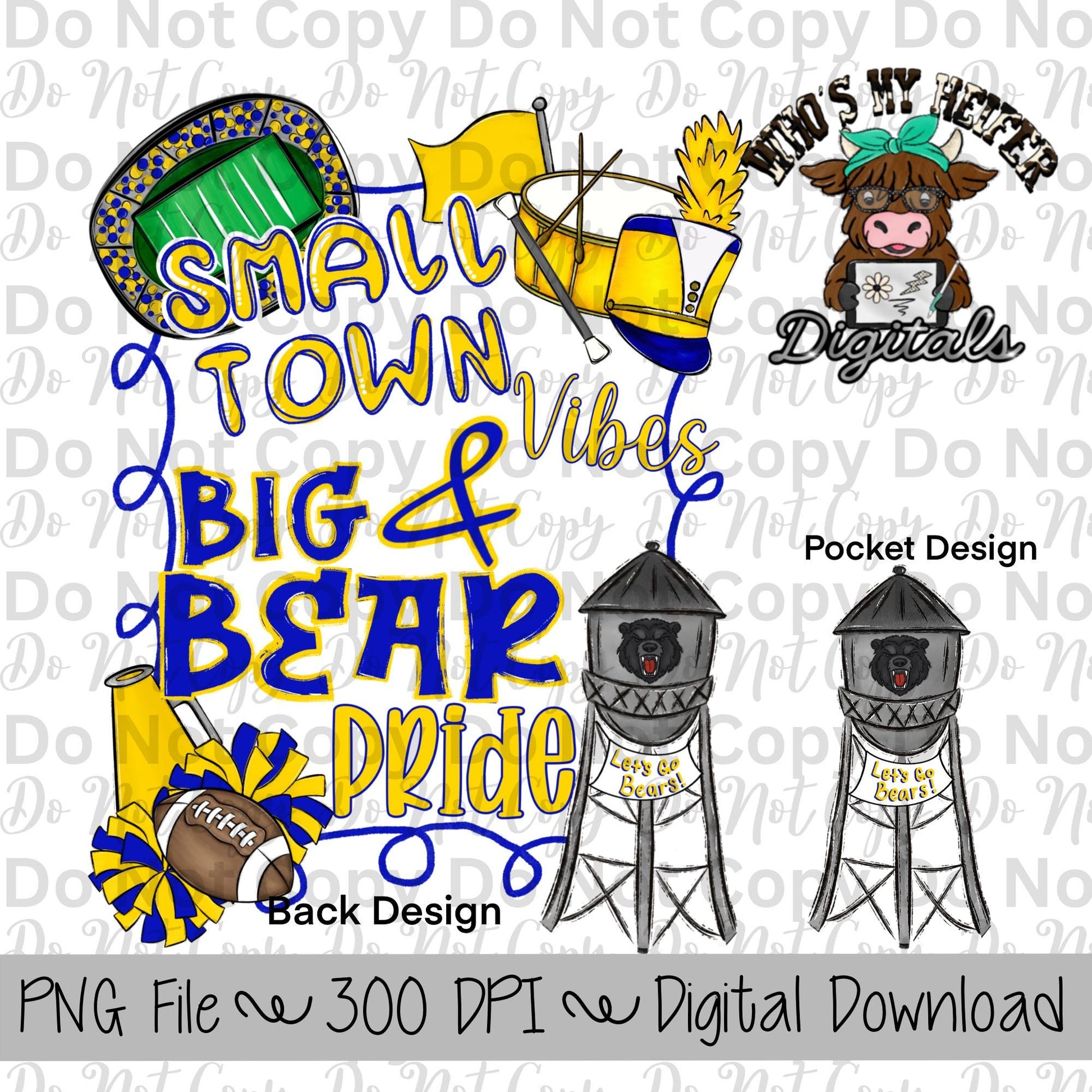 Small Town Vibes PNG Hand Drawn Bears Sublimation Design Game Day Shirt Designs School Spirit PNG File Big Bear Pride Digital Download