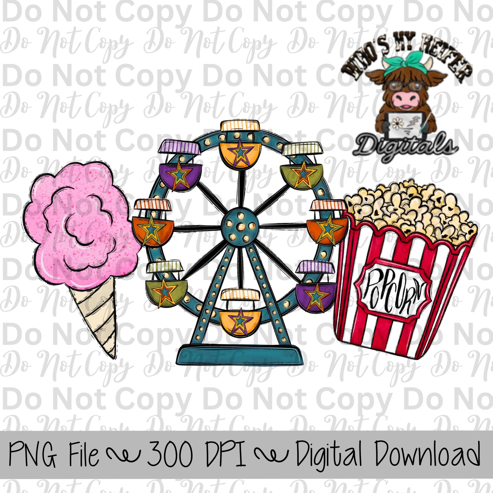 Pink Cotton Candy Fair Trio Sublimation Design Hand Drawn Fair Food PNG Kids Fair Sublimation Shirt Design State Fair PNG File Fair Clipart