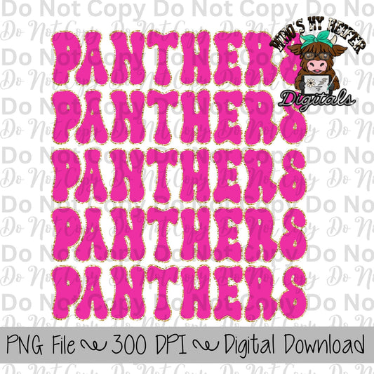 Preppy Panther PNG Hand Drawn Football Sublimation PNG File Pink and Gold Panther PNG School Spirit Shirt Designs Team Name Digital Download