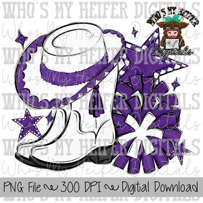 Custom Drill Team PNG Hand Drawn Pompoms & Drill Hat Sublimation Design Custom Band Game Day Shirt Design Drill Team Boots Digital Download