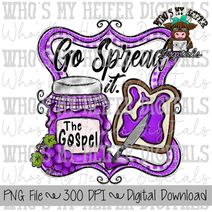 Go Spread It PNG Hand Drawn Jelly Jar with The Gospel Sublimation PNG Religious Shirt Designs Spiritual Art Christian Faith Digital Download