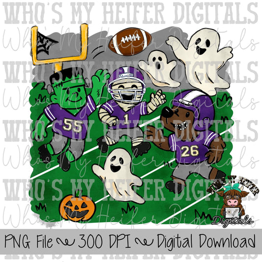 Monster Football PNG Hand Drawn Halloween Football Sublimation Design Boy Halloween Shirt Designs Game Day Digital Download Ghost Clipart