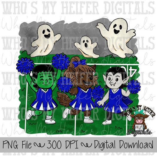 Monster Cheerleader PNG Hand Drawn Halloween Cheer Sublimation Design Girl Halloween Shirt Designs Game Day Digital Download Ghost Clipart