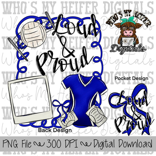 Loud and Proud Volleyball PNG Hand Drawn Volleyball Sublimation Design Sports Mama Photo PNG Add Photo Canva Design Girly Swirly Digital Art