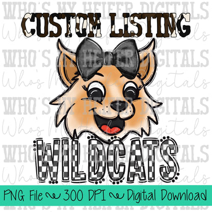Custom Mascot PNG Hand Drawn Mascot with Bow Sublimation PNG Game Day Shirt Design School Spirit PNG Checkered Mascot Doodle Art