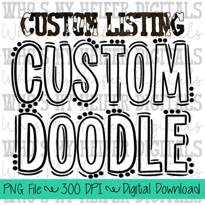 Custom Doodle Mascot Name PNG Hand Drawn OUTLINE Mascot Name Sublimation Design Sports Team Name Shirt Design School Spirit PNG School Name