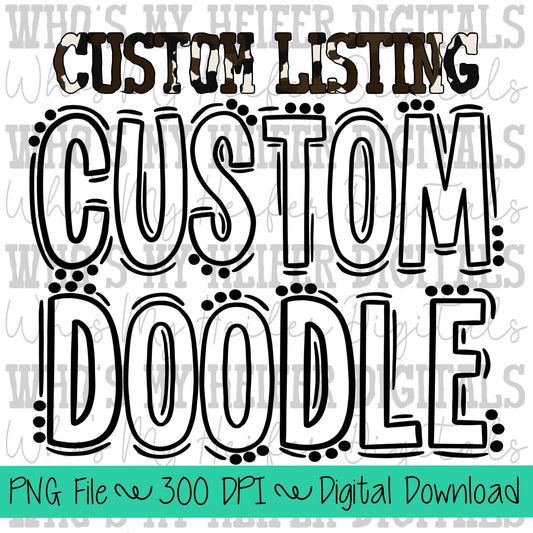 Custom Doodle Mascot Name PNG Hand Drawn OUTLINE Mascot Name Sublimation Design Sports Team Name Shirt Design School Spirit PNG School Name