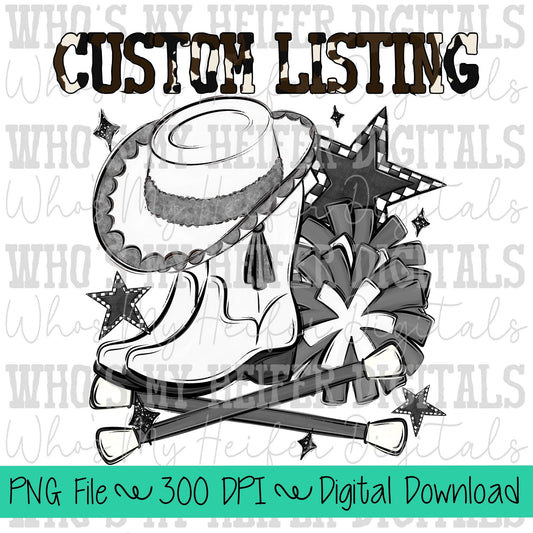 Custom Drill Team PNG Hand Drawn Pompoms, Drill Hat, & Baton Twirler Sublimation Design Custom Band Game Day Shirt Design Drill Team Boots