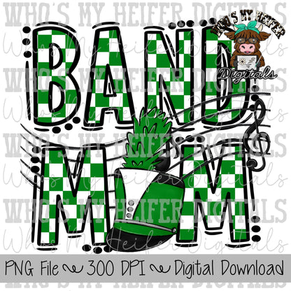 Custom Band Mom PNG Hand Drawn Checkered Band Mama Sublimation Design Band Game Day Shirt Design Marching Band Mom Digital Download