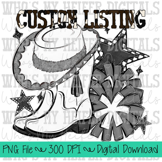 Custom Drill Team PNG Hand Drawn Pompoms & Drill Hat Sublimation Design Custom Band Game Day Shirt Design Drill Team Boots Digital Download