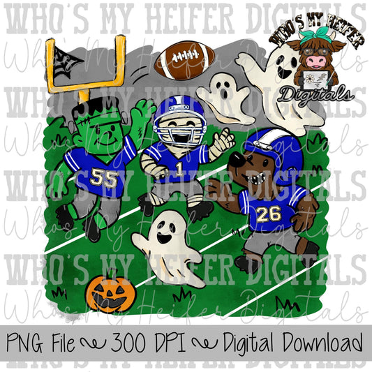 Monster Football PNG Hand Drawn Halloween Football Sublimation Design Boy Halloween Shirt Designs Game Day Digital Download Ghost Clipart