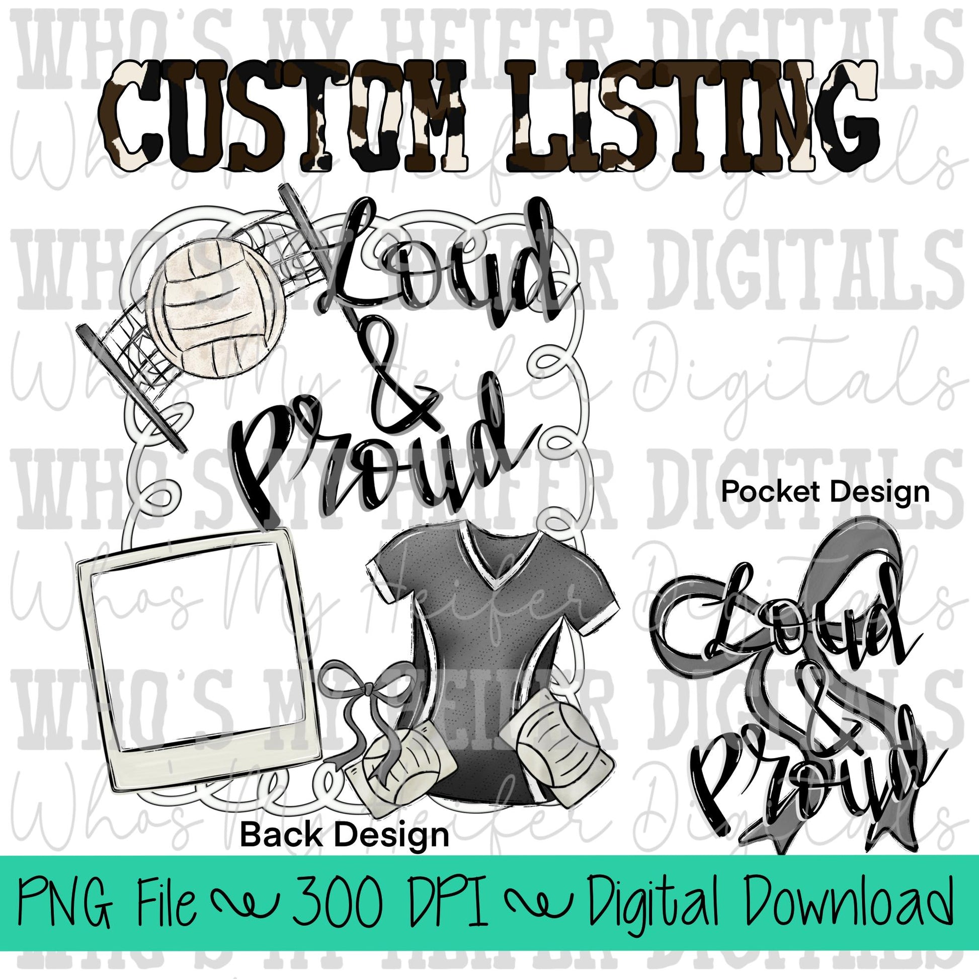 Custom Volleyball PNG Hand Drawn Volleyball Sublimation Design Sports Mama Photo PNG File Add Photo Canva Design Girly Swirly Digital Art