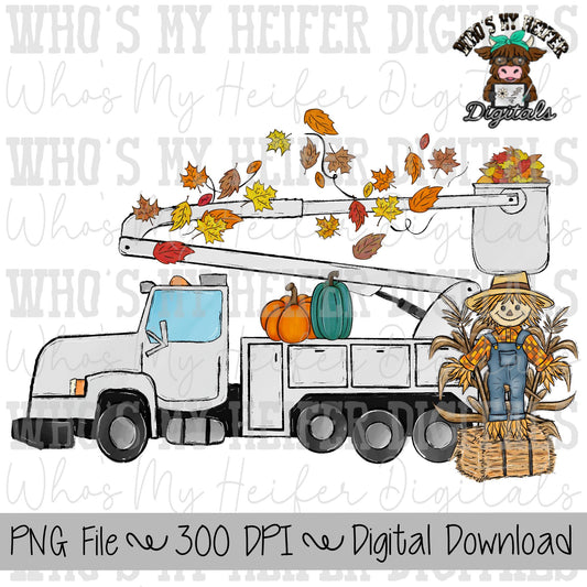 Fall Boom Truck PNG Hand Drawn Lineman Truck Sublimation Design Boy Bucket Truck Shirt Design Autumn Construction Truck Digital Download