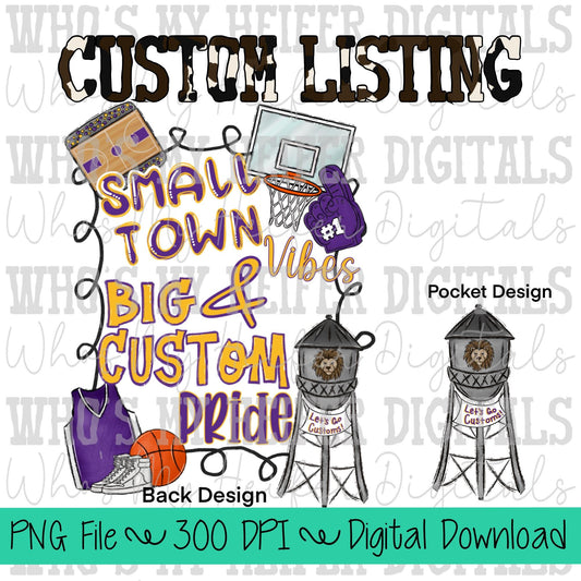 Small Town Vibes PNG Hand Drawn Mascot Name Sublimation Design Sports Team Name Shirt Design School Spirit PNG File School Basketball PNG