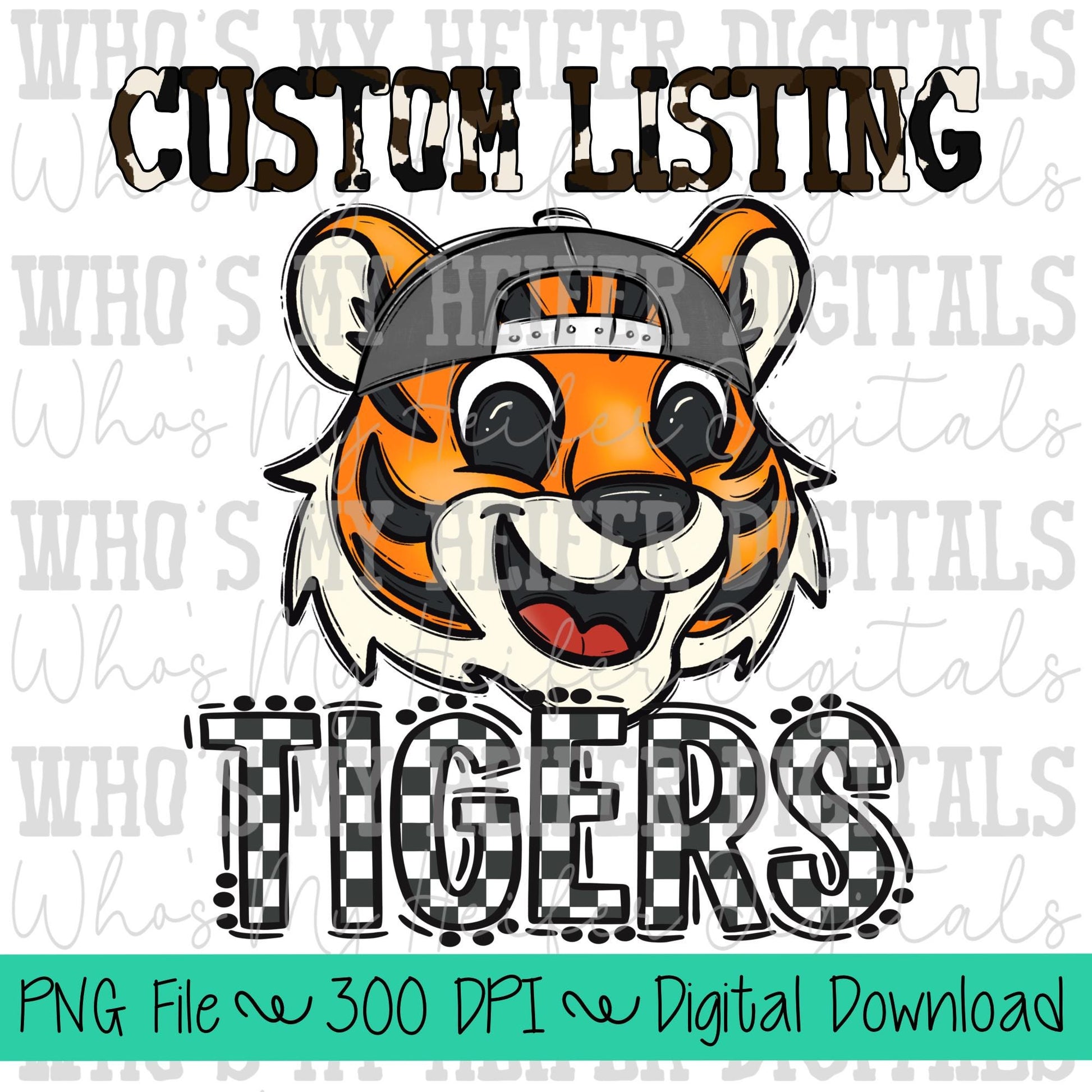Custom Mascot PNG Hand Drawn Mascot with Hat Sublimation PNG Game Day Shirt Design School Spirit PNG Checkered Mascot Doodle Art