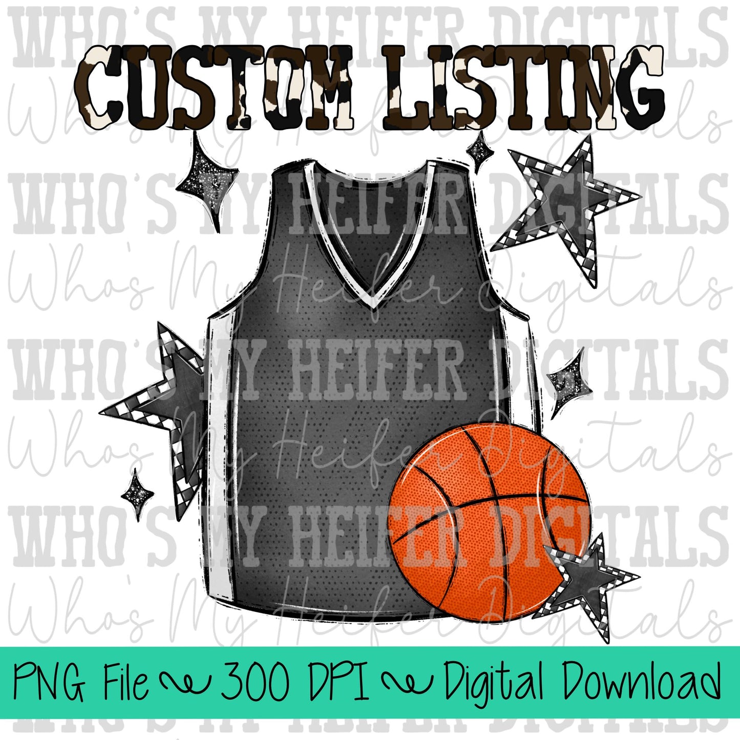 Custom Basketball PNG Hand Drawn Basketball & Basketball Jersey Sublimation PNG Retro Game Day Shirt Design Checkered Stars Clipart