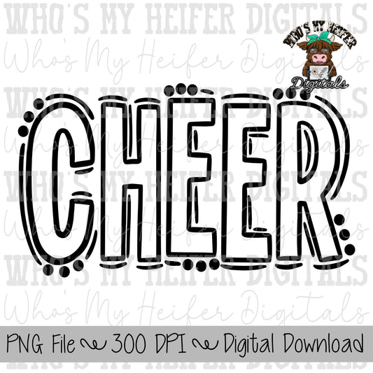 Cheer Doodle Word PNG Hand Drawn Outline Cheer Sublimation png Cheerleader Shirt Designs School Spirit PNG File Digital Download Clipart