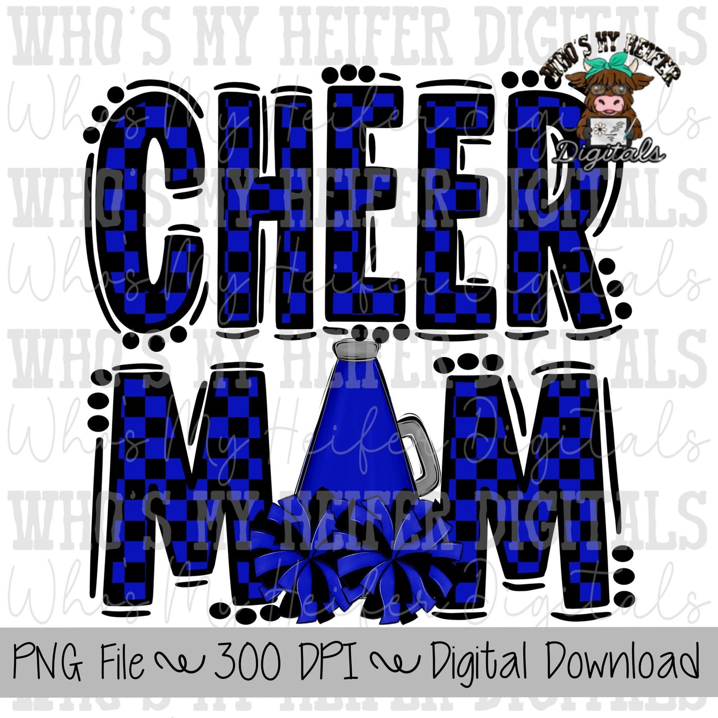 Custom Cheer Mom PNG Hand Drawn Cheerleader Mom Sublimation Design Game Day Shirt Designs Checkered Cheer Mama Digital Download Clipart