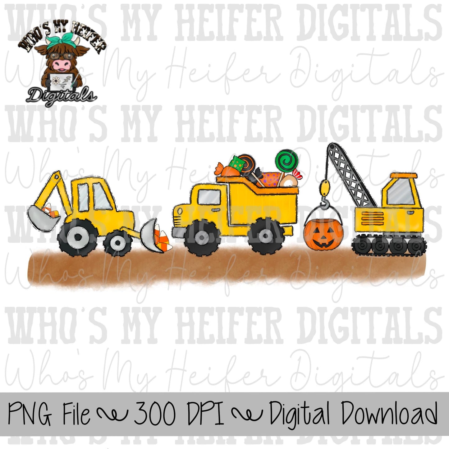 Trick or Treat Construction Truck Sublimation Design Hand Drawn Halloween Truck PNG File Candy Construction Shirt Designs Dump Truck Clipart