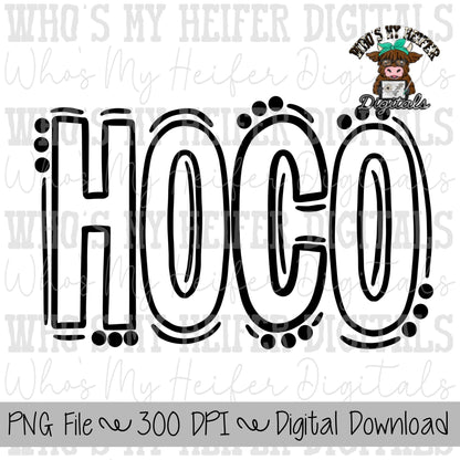 HOCO Doodle Word PNG Hand Drawn Outline Hoco Sublimation png Homecoming Shirt Designs School Spirit PNG File Digital Download Clipart