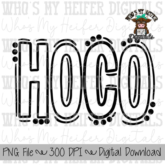 HOCO Doodle Word PNG Hand Drawn Outline Hoco Sublimation png Homecoming Shirt Designs School Spirit PNG File Digital Download Clipart