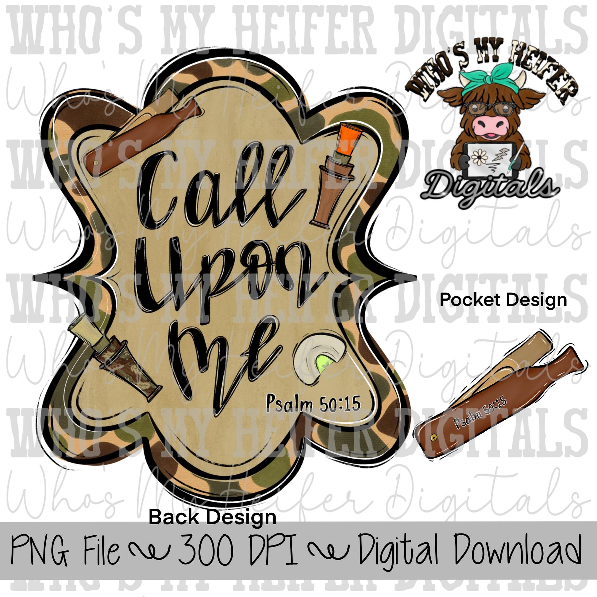 Call Upon Me Sublimation PNG Hand Drawn Turkey & Duck Calls PNG Hunting Bible Verse Shirt Design Kids Camouflage Christian Doodle Art
