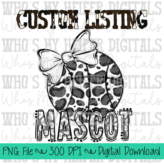 Custom Basketball PNG Hand Drawn Basketball with Bow Sublimation PNG Game Day Shirt Design School Spirit PNG Leopard Mascot Doodle Art