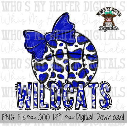 Custom Basketball PNG Hand Drawn Basketball with Bow Sublimation PNG Game Day Shirt Design School Spirit PNG Leopard Mascot Doodle Art