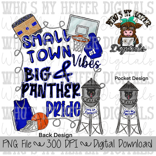 Small Town Vibes PNG Hand Drawn Panther Sublimation Design Game Day Shirt Designs School Spirit PNG File Big Panther Pride Digital Download