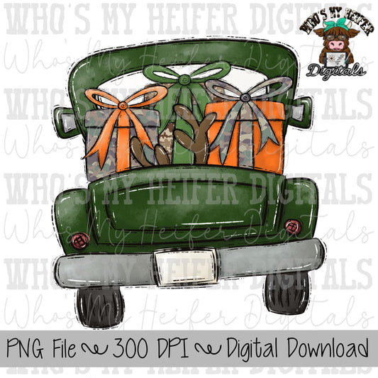 Camo Christmas Truck PNG Hand Drawn Truck with Camouflage Gifts Sublimation PNG Boy Christmas Shirt Designs Truck Doodle Art Hunting Truck