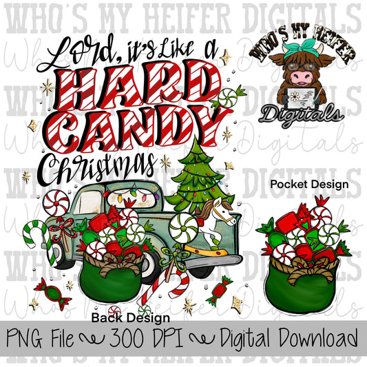 Hard Candy Christmas Sublimation PNG Hand Drawn Truck with Peppermint PNG Cute Christmas Digital Download Womens and Kids Christmas Shirt