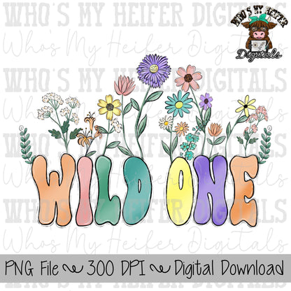 Wild Flowers One PNG Hand Drawn Pastel Colored Grandma with Floral Sublimation PNG Mother's Day Shirt Design Flower Garden Digital Download