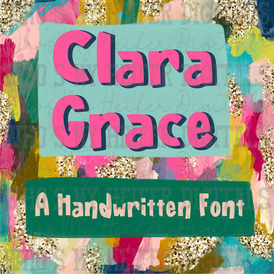 Clara Grace Handwritten Font Computer Typing Font for Procreate Font Cute Hand Lettering Font for Cricut and Silhouette