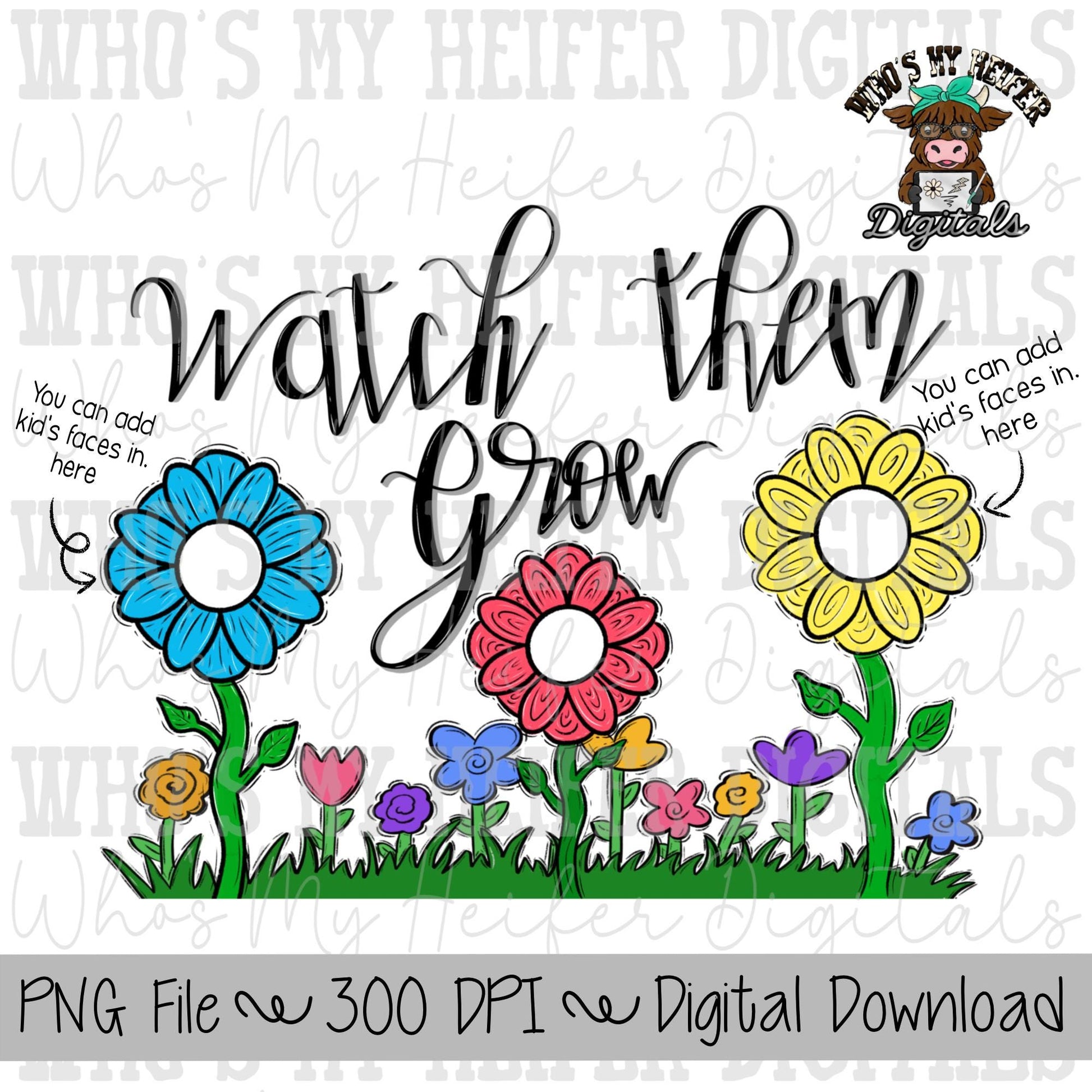 Flower Trio Photos PNG Hand Drawn Floral for Personalization Sublimation Design Grandma Photo PNG Add Photo Canva Design Mother's Day Shirt