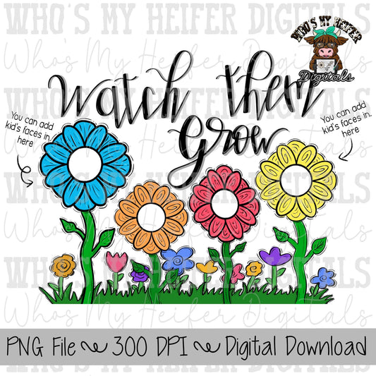 Flower Photos PNG Hand Drawn Floral for Personalization Sublimation Design Grandma Photo PNG Add Photo Canva Design Mother's Day Shirt
