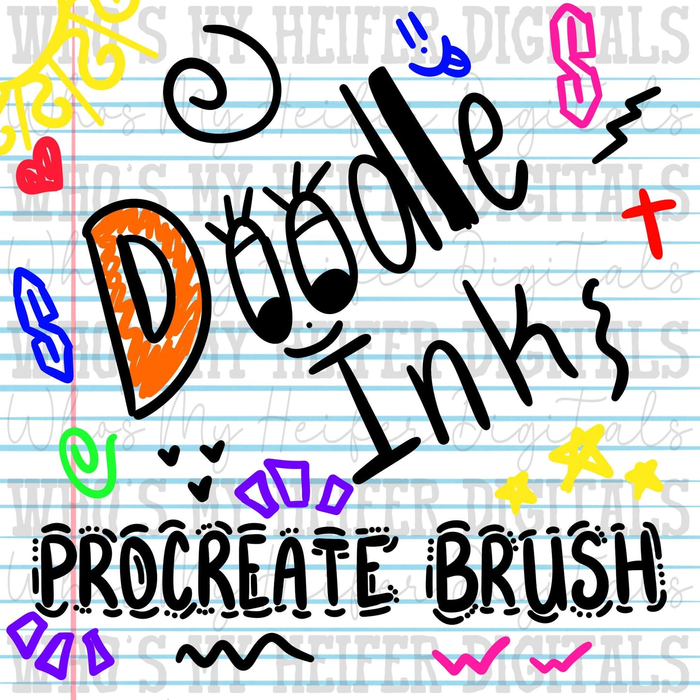 Doodle Ink Procreate Brush Instant download Ink Texture Lettering and Doodling Brush for Procreate Art Brush