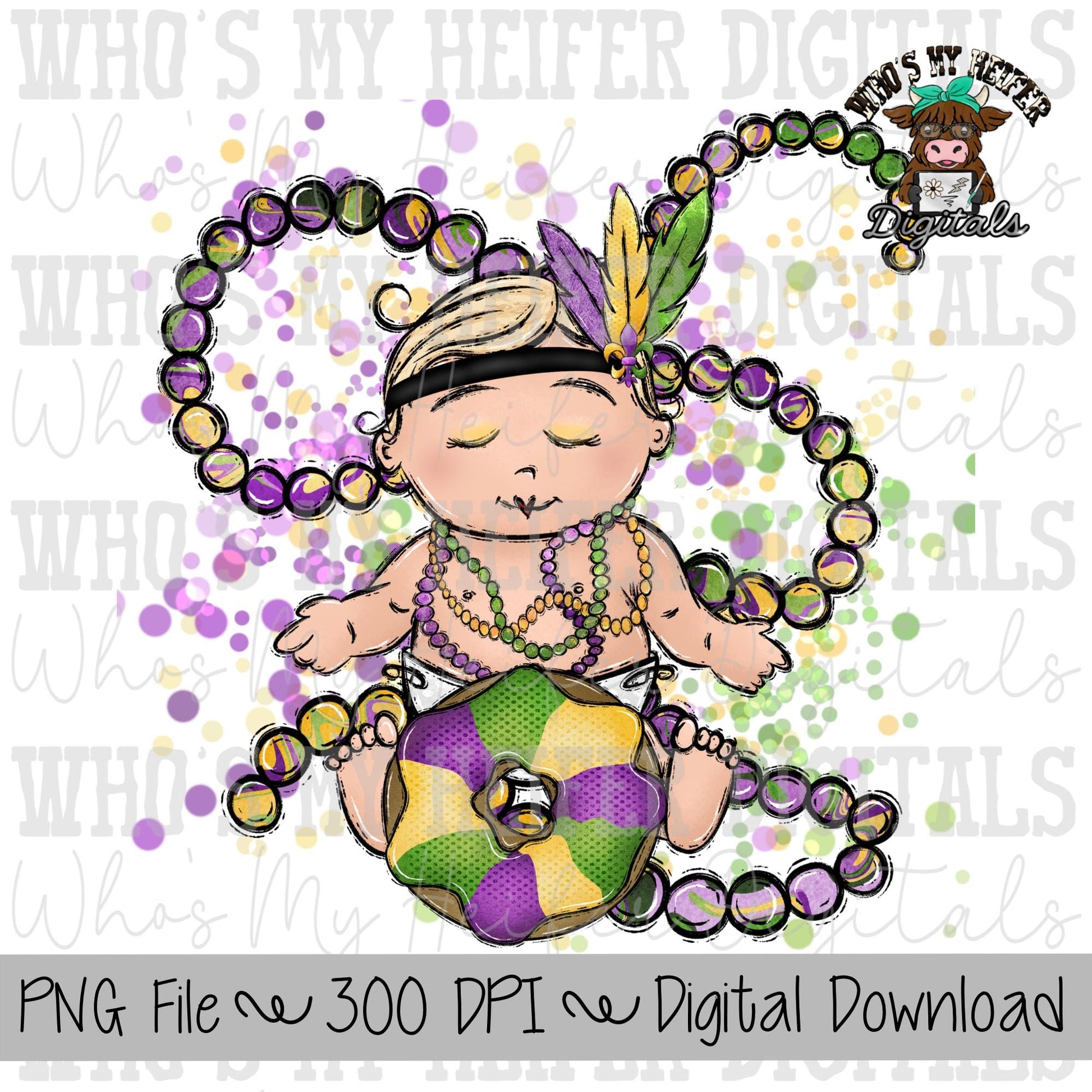 Mardi Gras Queen PNG Hand Drawn Little Boy with King Cake & Crown Sublimation PNG Womens and Kids Shirt Design Whimsical Kid Doodle Art