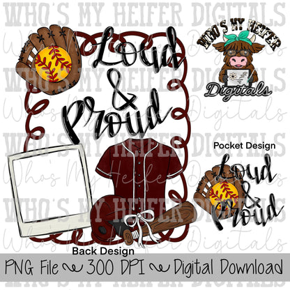 Blue & White SoftBall PNG Hand Drawn Softball Sublimation Design Sports Mama Photo PNG Add Photo Canva Design Girly Swirly Digital Art