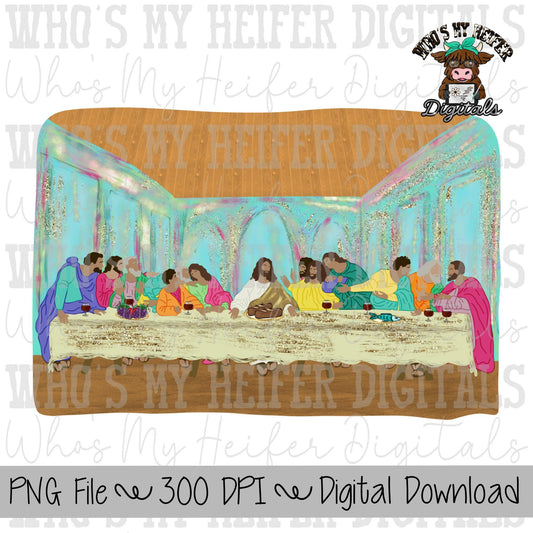 Watercolor Last Supper PNG Hand Drawn Lord's Supper Sublimation PNG Womens Kids Shirt Design Christian Easter Doodle Art Faith Based Digital