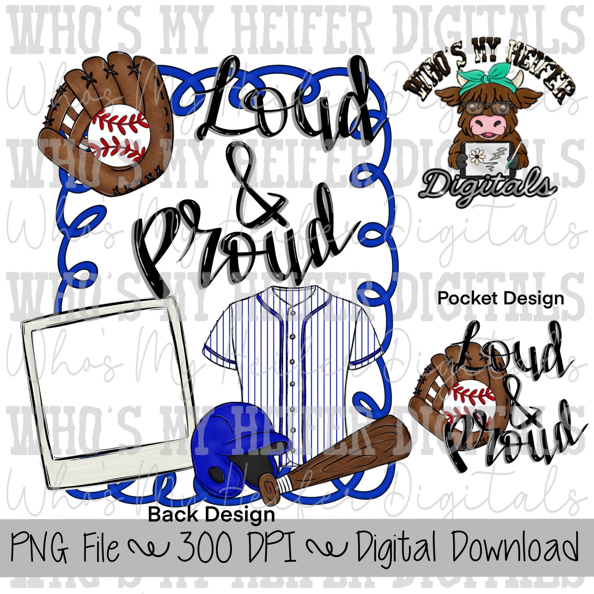 Blue & White T-Ball PNG Hand Drawn Baseball Sublimation Design Sports Mama Photo PNG Add Photo Canva Design Girly Swirly Digital Art