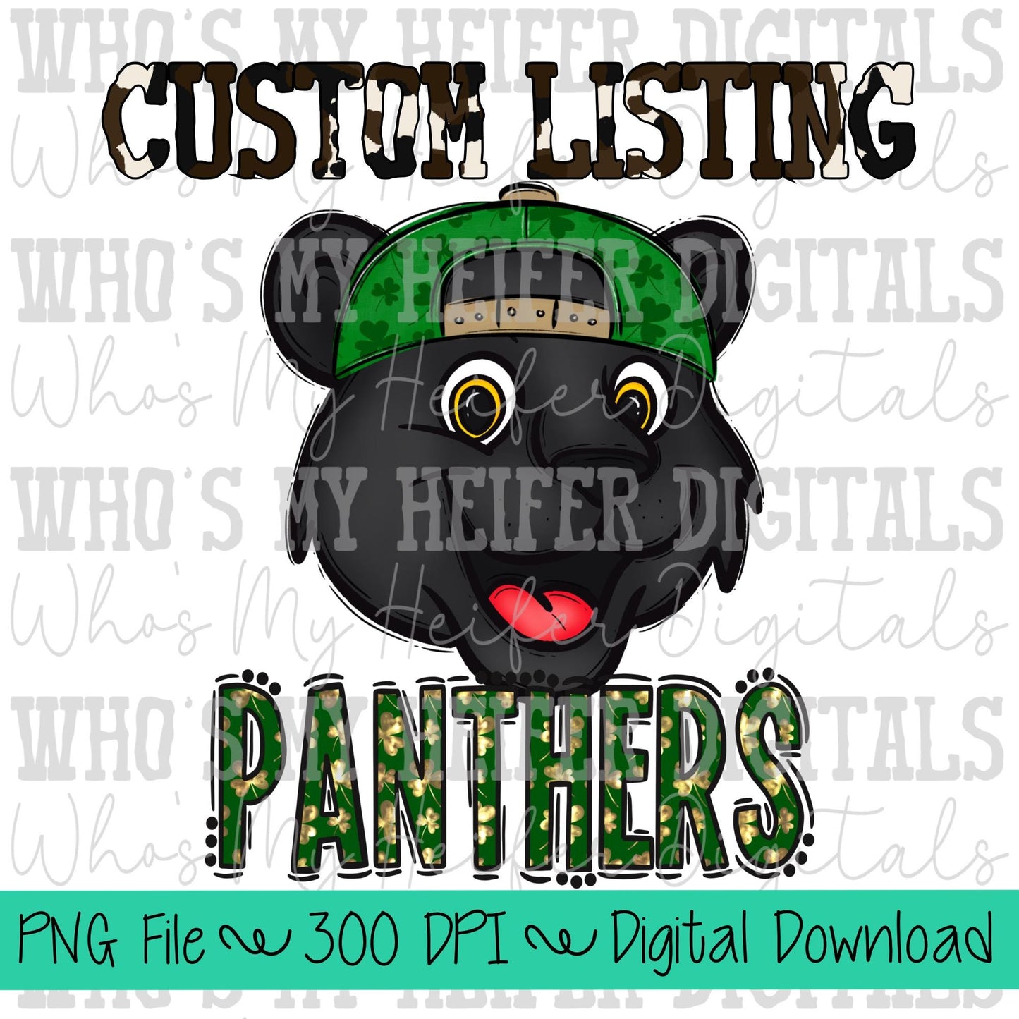 Custom St Patrick's Day Mascot PNG Hand Drawn Mascot with Hat Sublimation PNG Game Day Shirt Design School Spirit PNG Plaid Mascot Doodle