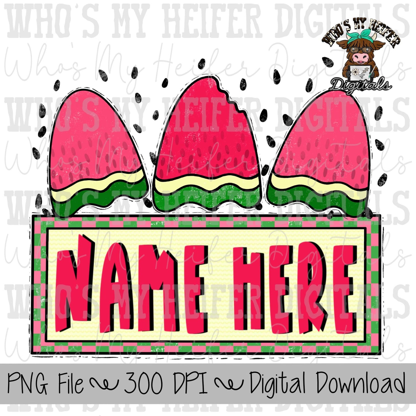 Watermelon Trio with Name Plate PNG