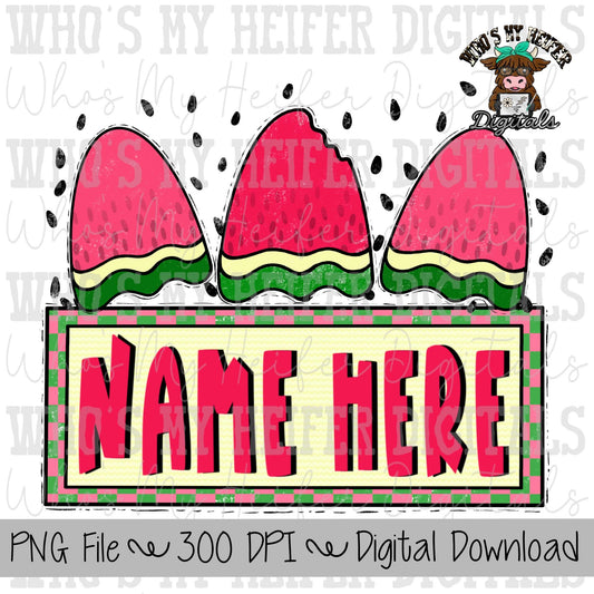 Watermelon Trio with Name Plate PNG