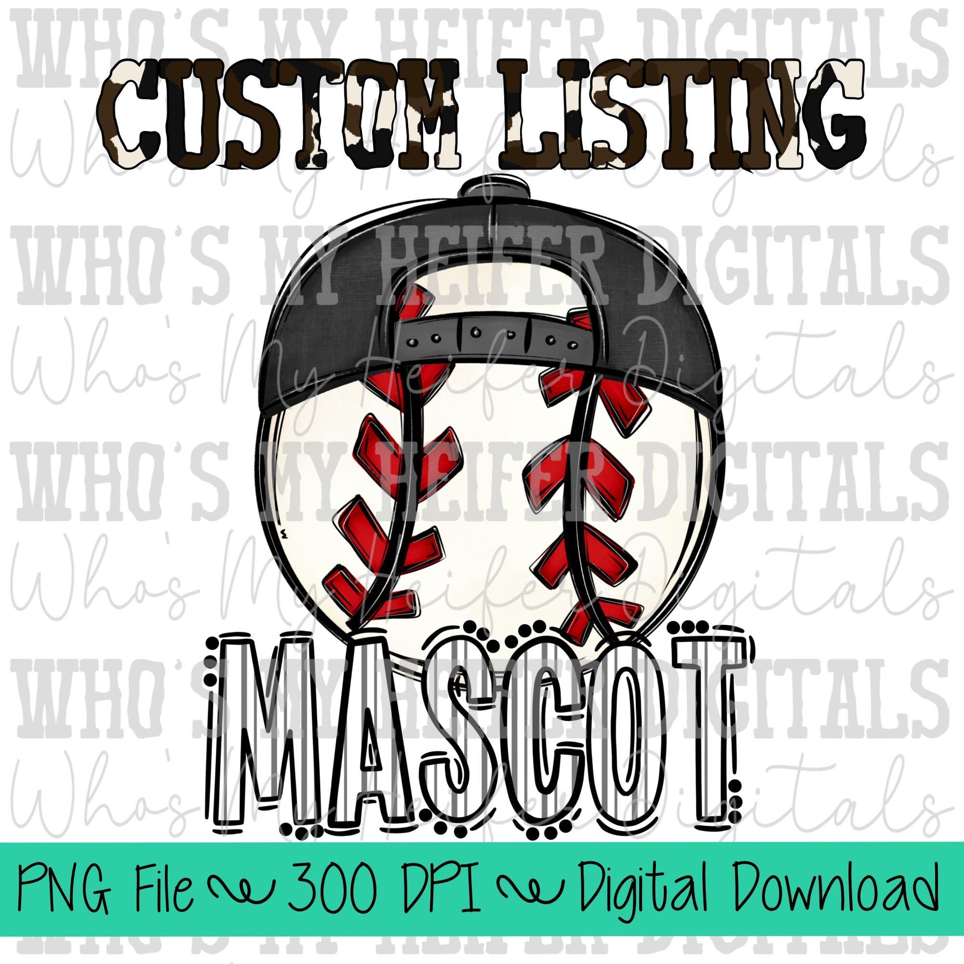 Custom Baseball PNG Hand Drawn Baseball with Hat Sublimation PNG Game Day Shirt Design School Spirit PNG Preppy Mascot Doodle Art T-ball Dtf