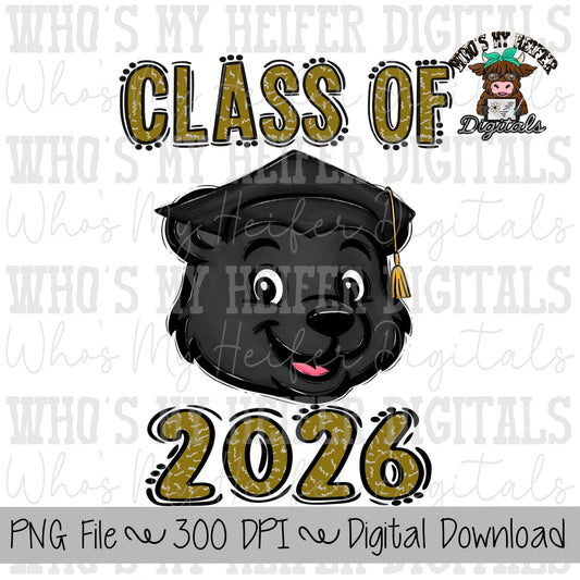Graduate Bear PNG Hand Drawn Bear with Grad Cap & 2026 Sublimation PNG Game Day Shirt Design School Spirit Bears Kids Mascot