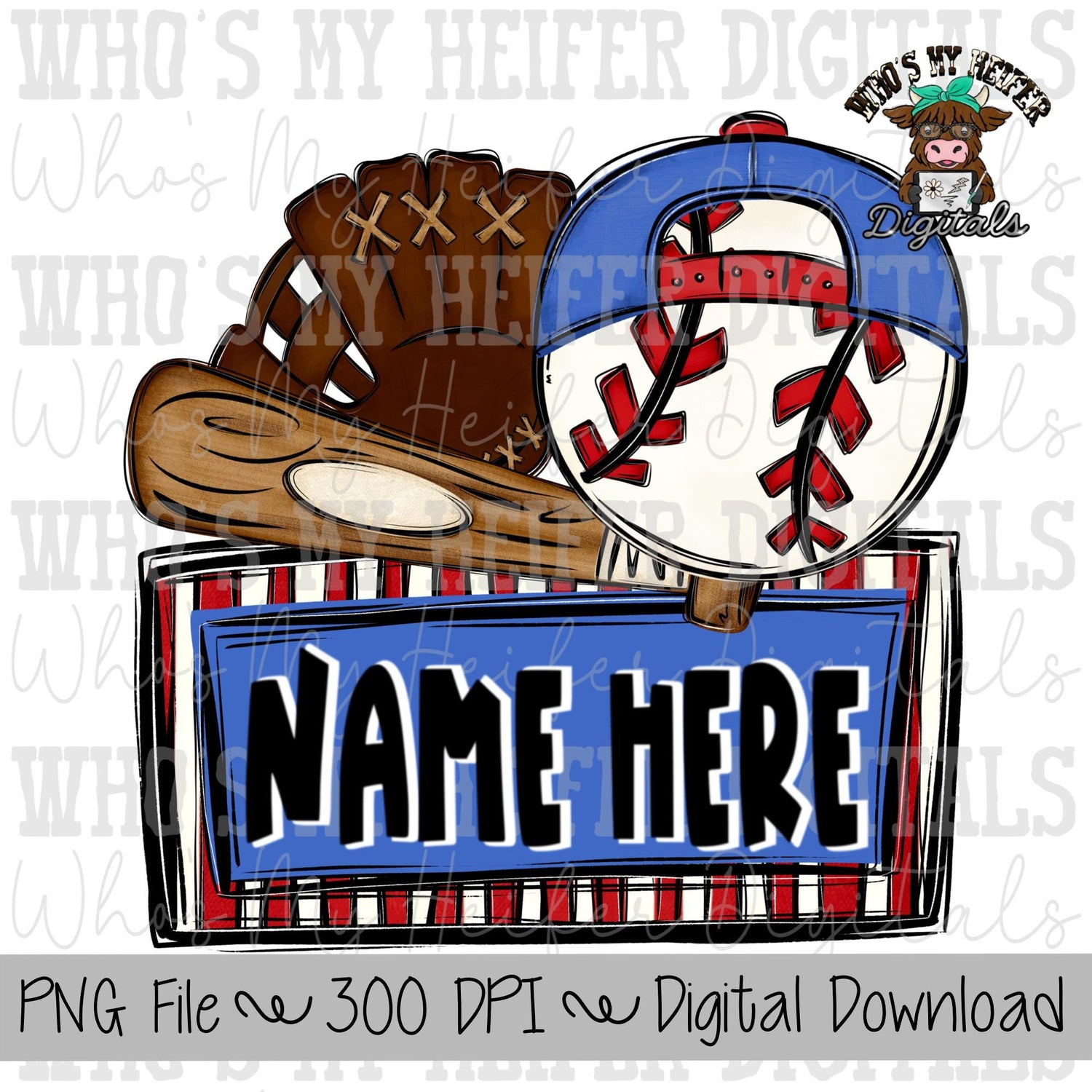 Boy Baseball Trio with Name Block Sublimation PNG Hand Drawn Baseball with Hat, Bat, & Glove PNG Kids Shirt Design Baseball Doodle Art
