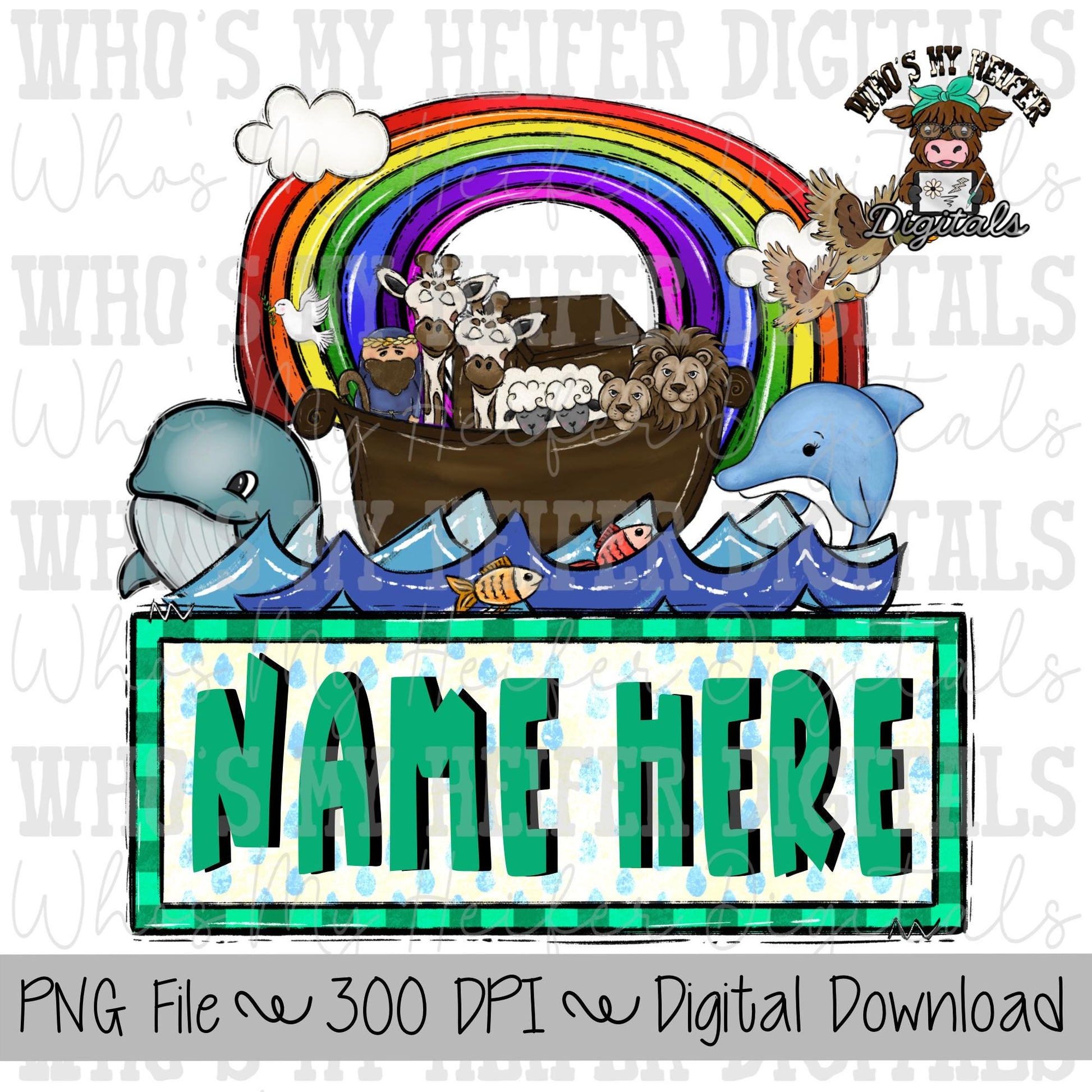 Noah's Ark with Name Patch Sublimation PNG Hand Drawn Ark with Animals PNG File Boy Christian Shirt Design Religious Kids Doodle Art
