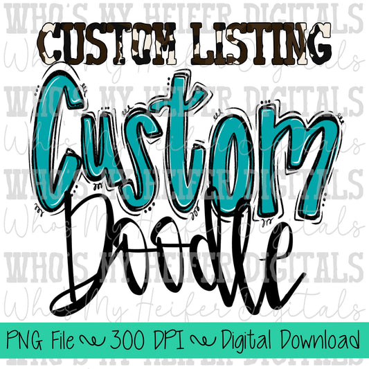 Custom Doodle Hand Lettering PNG Hand Drawn OUTLINE Mascot Name Sublimation Design Sports Team Name Shirt Design School Spirit PNG School