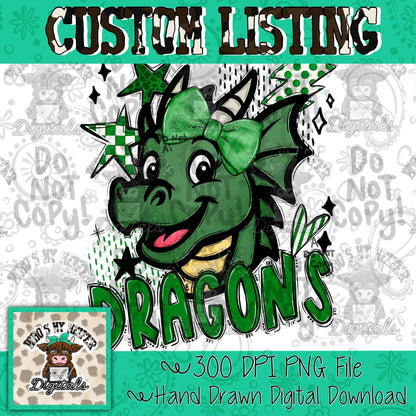 Custom Mascot PNG Hand Drawn Mascot with Bow & Doodles Sublimation PNG Game Day Shirt Design School Spirit PNG Checkered Mascot Doodle Art